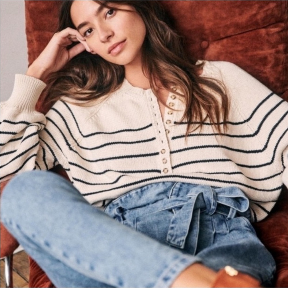 Sezane Leontine Bone/ Navy color Stripe S